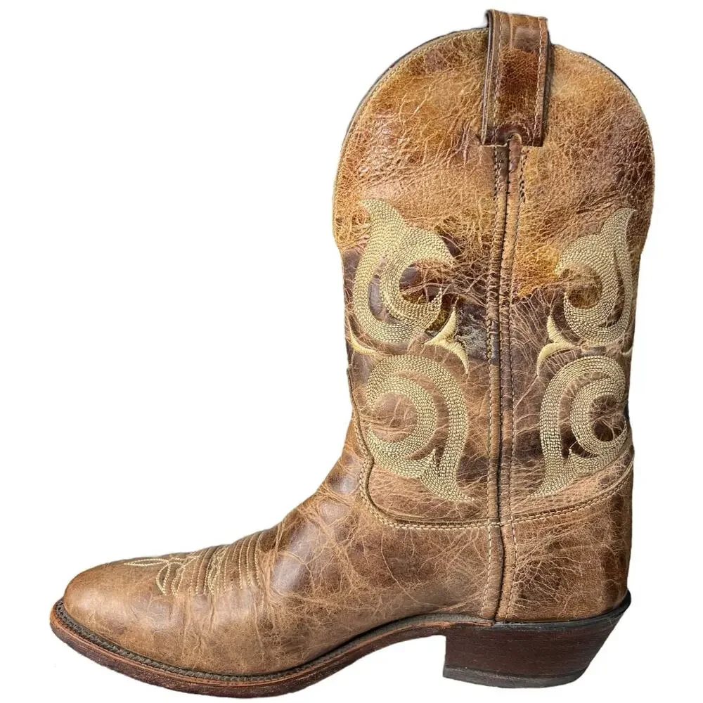 Justin Men’s Bent Rail Brown Leather Western Cowboy Boot Size US 10.5 D